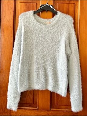 Gianni Bini Light Blue Fuzzy Crewneck Sweater Size XL
